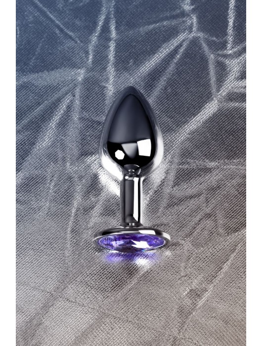 Серебристая конусовидная анальная пробка с фиолетовым кристаллом - 7 см. - ToyFa - купить с доставкой в Стерлитамаке