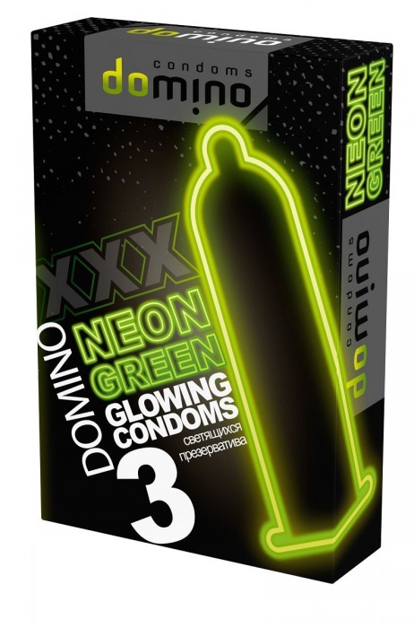 Презервативы DOMINO Neon Green со светящимся в темноте кончиком - 3 шт. - Domino - купить с доставкой в Стерлитамаке