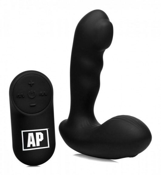 Черный стимулятор простаты Alpha-Pro 7X P-Milker Silicone Prostate Stimulator with Milking Bead - XR Brands - в Стерлитамаке купить с доставкой