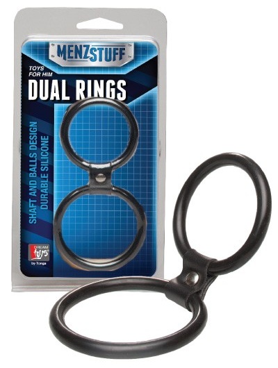 Чёрное двойное эрекционное кольцо Dual Rings Black - Dream Toys - в Стерлитамаке купить с доставкой