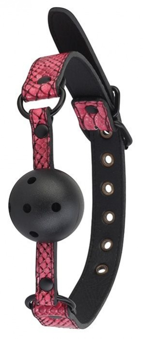 Черно-розовый кляп-шарик с отверстиями BALL GAG - Dream Toys - купить с доставкой в Стерлитамаке