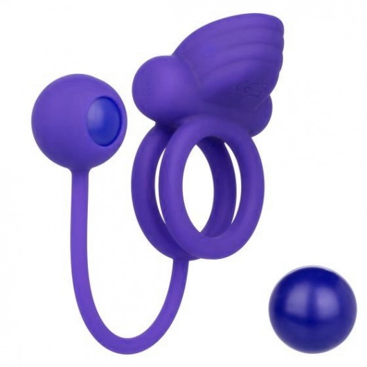 Фиолетовое эрекционное кольцо с утяжелителем Silicone Rechargeable Dual Rockin Rim Enhancer - California Exotic Novelties - в Стерлитамаке купить с доставкой