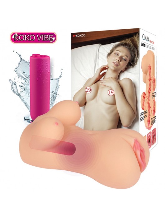 Телесный вибромастурбатор-вагина Clara OnaHole с имитацией груди - KOKOS - в Стерлитамаке купить с доставкой
