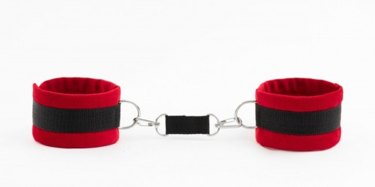 Красно-черные наручники My rules на сцепке - БДСМ Арсенал - купить с доставкой в Стерлитамаке