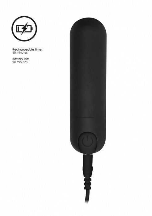 Черная перезаряжаемая вибропуля 7 Speed Rechargeable Bullet - 7,7 см. - Shots Media BV