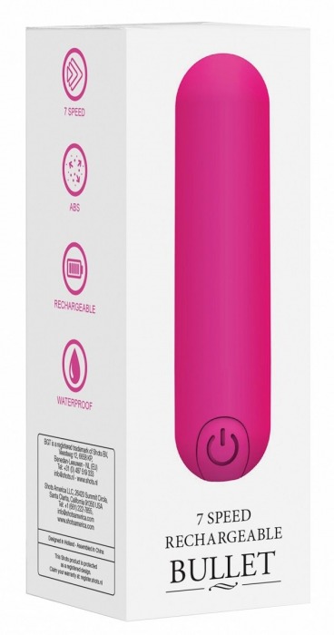 Розовая перезаряжаемая вибропуля 7 Speed Rechargeable Bullet - 7,7 см. - Shots Media BV