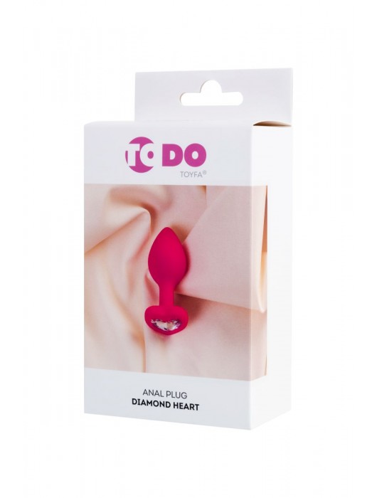Розовая анальная втулка Diamond Heart с прозрачным кристаллом - 7 см. - ToyFa - купить с доставкой в Стерлитамаке