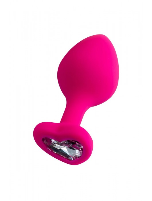 Розовая анальная втулка Diamond Heart с прозрачным кристаллом - 8 см. - ToyFa - купить с доставкой в Стерлитамаке