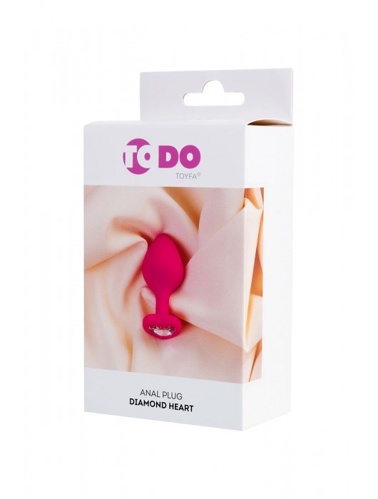 Розовая анальная втулка Diamond Heart с прозрачным кристаллом - 8 см. - ToyFa - купить с доставкой в Стерлитамаке