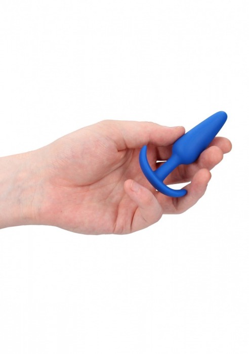 Синяя анальная пробка для ношения Slim Butt Plug - 8,3 см. - Shots Media BV