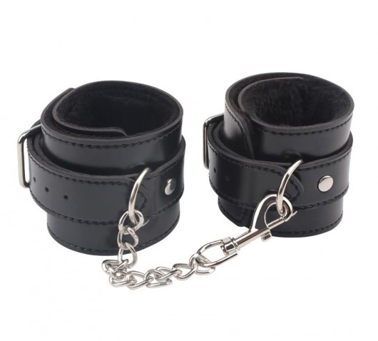 Черные оковы на ноги Obey Me Leather Ankle Cuffs - Chisa - купить с доставкой в Стерлитамаке