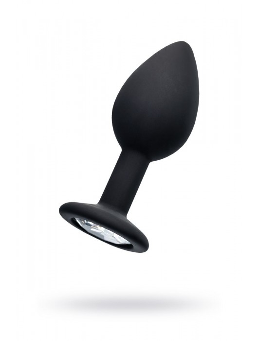 Черная анальная втулка с прозрачным стразом - 7,2 см. - POPO Pleasure - купить с доставкой в Стерлитамаке