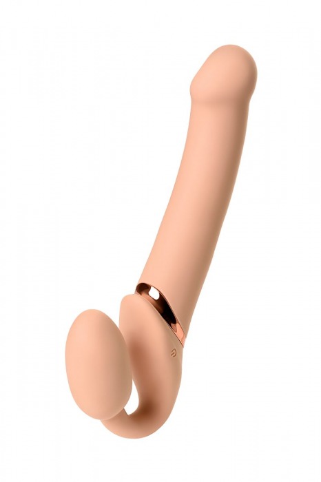 Телесный безремневой вибрострапон Vibrating Bendable Strap-On L - Strap-on-me - купить с доставкой в Стерлитамаке