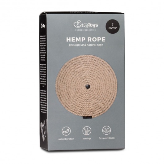 Пеньковая веревка для связывания Hemp Rope - 5 м. - Easy toys - купить с доставкой в Стерлитамаке