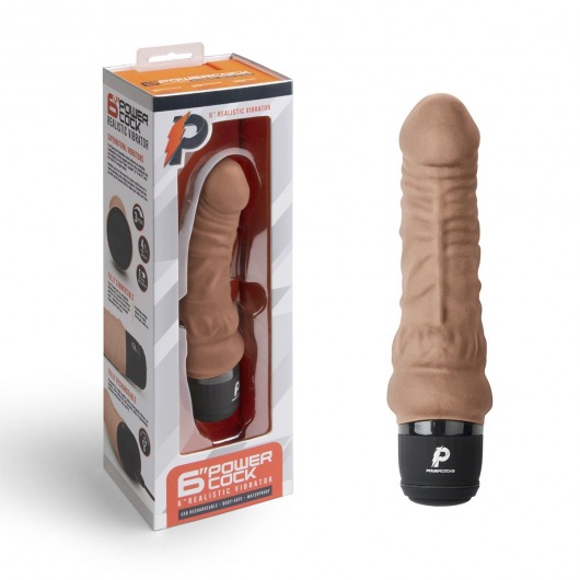 Кофейный вибратор-реалистик 6  Realistic Vibrator - 17 см. - PowerCocks