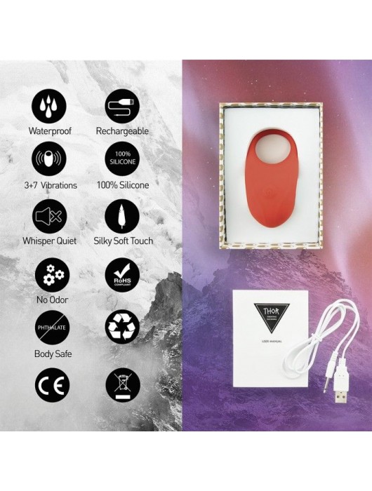 Красное кольцо с вибрацией Thor Cockring - FeelzToys - в Стерлитамаке купить с доставкой