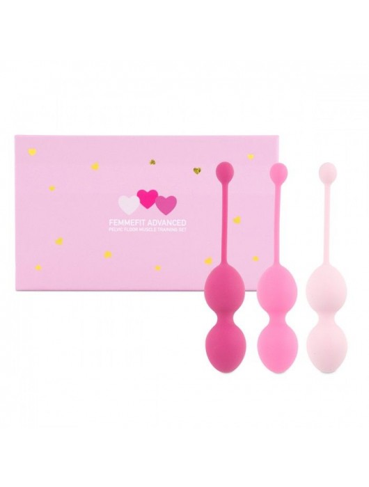Набор из 3 розовых вагинальных шариков FemmeFit Advanced Pelvic Muscle Training Set - FeelzToys