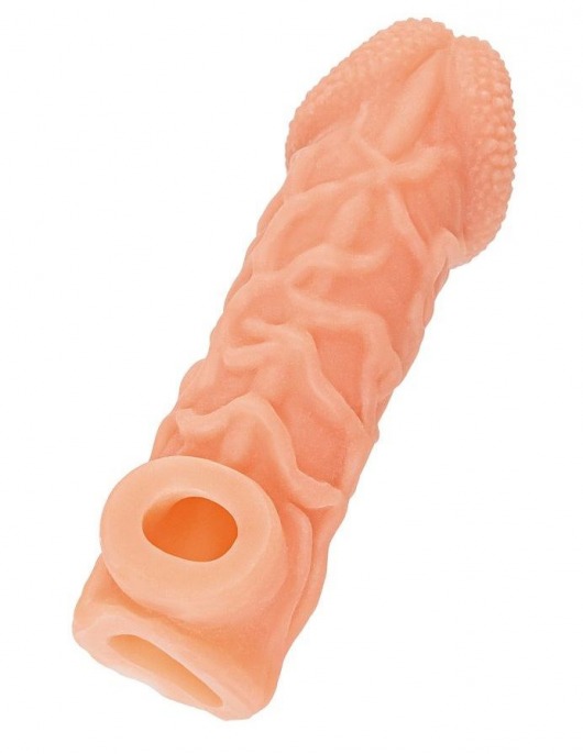 Телесная закрытая насадка с венками Cock Sleeve Size S - 13,8 см. - KOKOS - в Стерлитамаке купить с доставкой