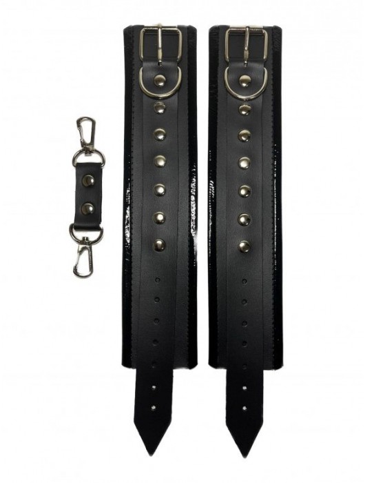 Черные наручники из эко-кожи - БДСМ Арсенал - купить с доставкой в Стерлитамаке