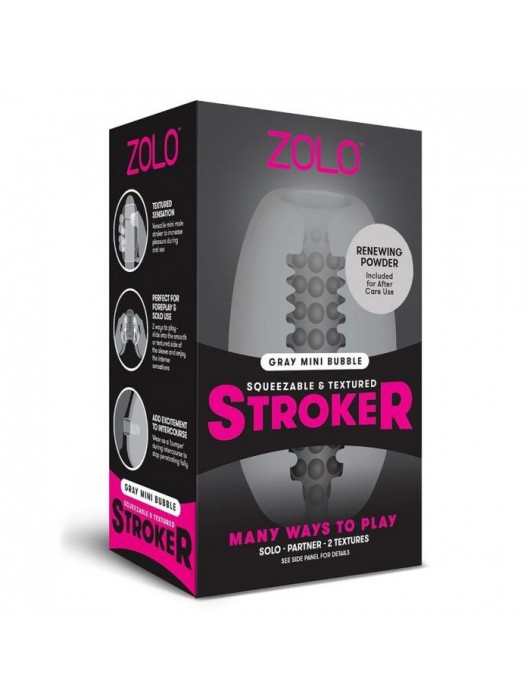 Серый двусторонний мастурбатор MINI BUBBLE - Zolo - в Стерлитамаке купить с доставкой