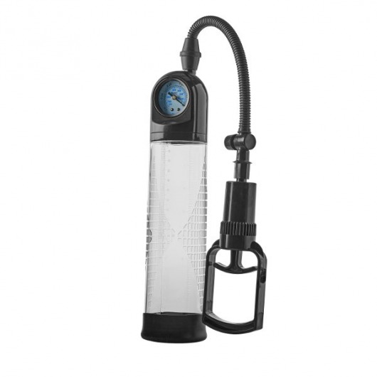 Прозрачная вакуумная помпа с манометром Deluxe Penis Pump - Dream Toys - в Стерлитамаке купить с доставкой