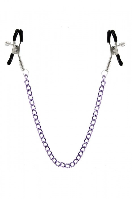 Зажимы для сосков с фиолетовой цепочкой Sweet Caress Nipple Chain - Sweet Caress - купить с доставкой в Стерлитамаке