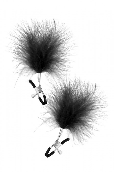 Зажимы на соски с черными пуховыми кисточками Sweet Caress Feather Nipple Clumps - Sweet Caress - купить с доставкой в Стерлитамаке
