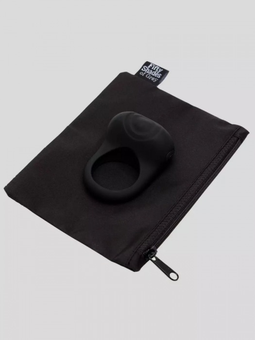 Черное эрекционное виброкольцо Sensation Rechargeable Vibrating Love Ring - Fifty Shades of Grey - в Стерлитамаке купить с доставкой