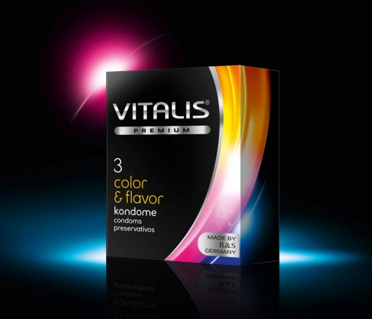 Цветные ароматизированные презервативы VITALIS PREMIUM color   flavor - 3 шт. - Vitalis - купить с доставкой в Стерлитамаке