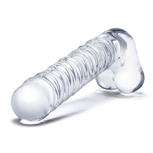 Прозрачный фаллоимитатор 8  Realistic Ribbed Glass Dildo - 20,3 см. - Glas