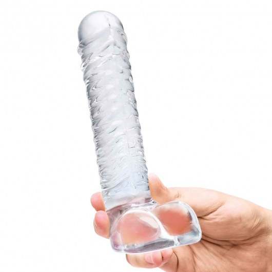 Прозрачный фаллоимитатор 8  Realistic Ribbed Glass Dildo - 20,3 см. - Glas