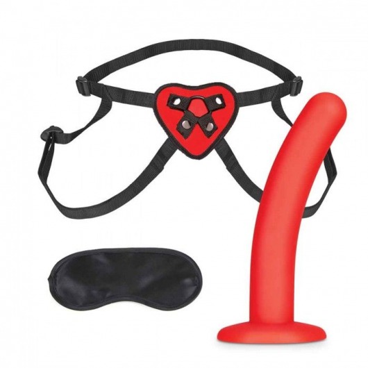 Красный поясной фаллоимитатор Red Heart Strap on Harness   5in Dildo Set - 12,25 см. - Lux Fetish - купить с доставкой в Стерлитамаке