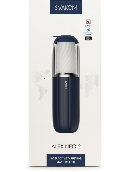 Черно-белый интерактивный мастурбатор Alex Neo 2 - Svakom - в Стерлитамаке купить с доставкой