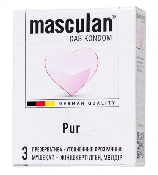 Супертонкие презервативы Masculan Pur - 3 шт. - Masculan - купить с доставкой в Стерлитамаке