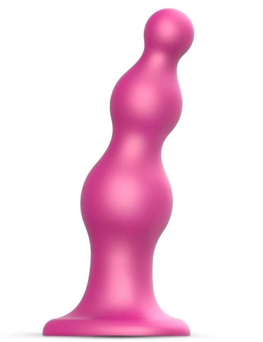 Розовая насадка Strap-On-Me Dildo Plug Beads size S - Strap-on-me - купить с доставкой в Стерлитамаке