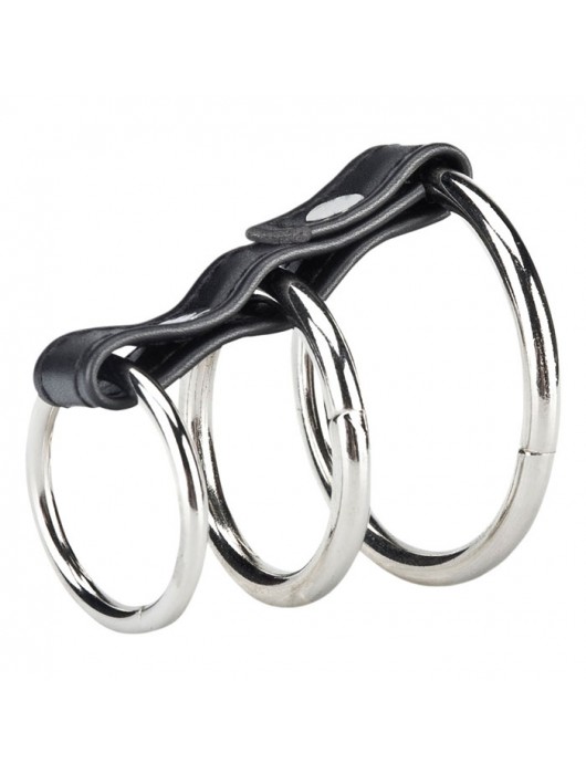 Хомут на пенис из трех металлических колец 3 RING GATES OF HELL - BlueLine - в Стерлитамаке купить с доставкой