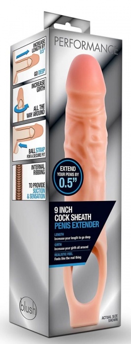 Телесная насадка на пенис 9 Inch Cock Sheath Extender - 22,2 см. - Blush Novelties - в Стерлитамаке купить с доставкой
