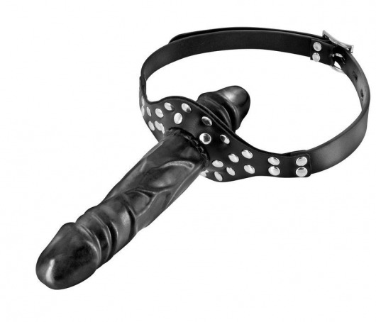 Черный кляп-фаллоимитатор Double Penis Gag - Fetish Tentation - купить с доставкой в Стерлитамаке