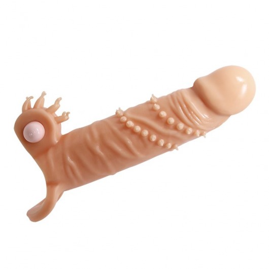 Телесная удлиняющая вибронасадка Penis Sleeve Connor - 17 см. - Baile - в Стерлитамаке купить с доставкой
