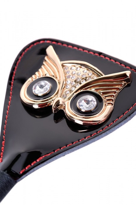 Чёрный стек с совой на кожаном наконечнике - 24 см. - ToyFa - купить с доставкой в Стерлитамаке