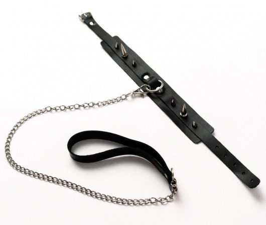 Черный ошейник с шипами и поводком - Crazy Handmade - купить с доставкой в Стерлитамаке