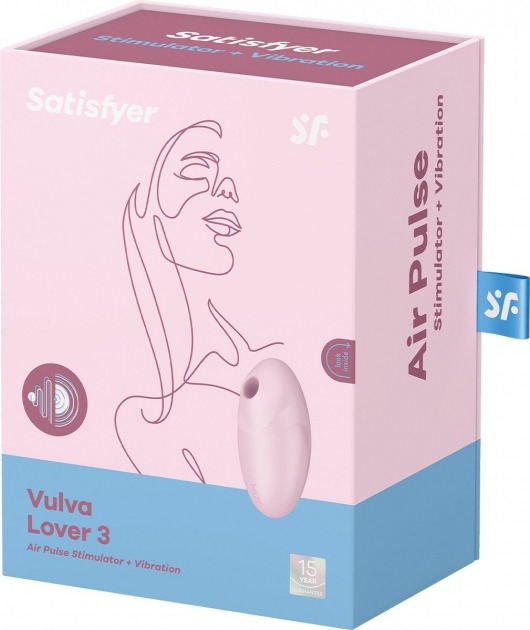Розовый вакуум-волновой стимулятор с вибрацией Vulva Lover 3 - Satisfyer