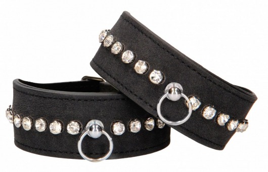 Черные поножи Diamond Studded Ankle Cuffs - Shots Media BV - купить с доставкой в Стерлитамаке