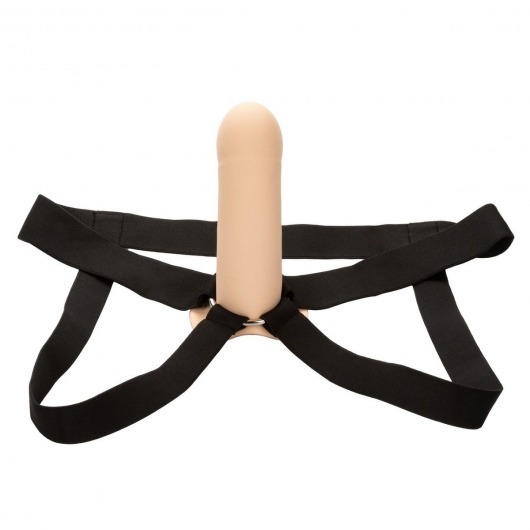 Телесный фаллопротез из силикона Extension with Harness - 15,75 см. - California Exotic Novelties - купить с доставкой в Стерлитамаке