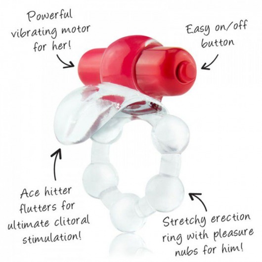 Виброкольцо с язычком и красным виброэлементом Overtime - Screaming O - в Стерлитамаке купить с доставкой