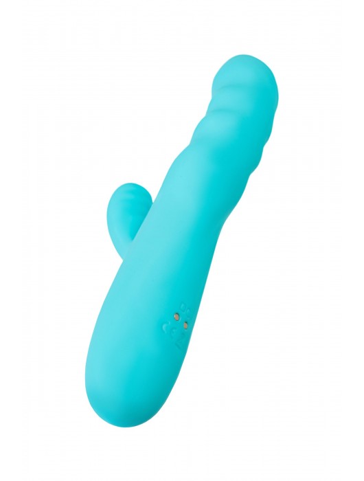 Голубой вибратор-ротатор с клиторальной стимуляцией Merry-Swi - 20,7 см. - JOS