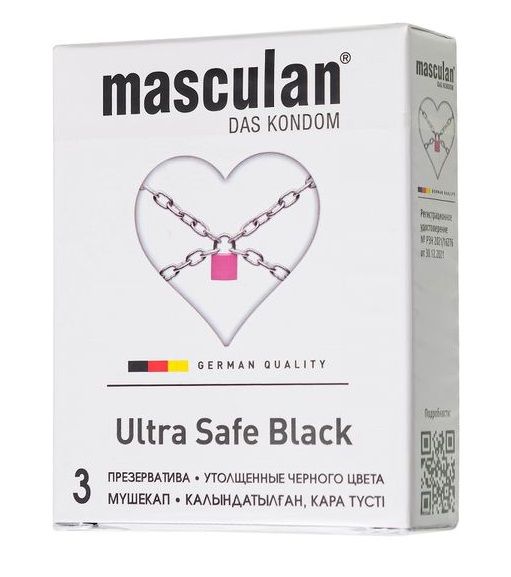 Ультрапрочные презервативы Masculan Ultra Safe Black - 3 шт. - Masculan - купить с доставкой в Стерлитамаке