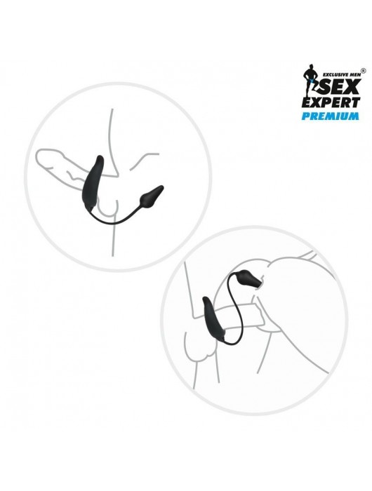 Черная вибронасадка Sex Expert с анальной втулкой - Sex Expert - в Стерлитамаке купить с доставкой