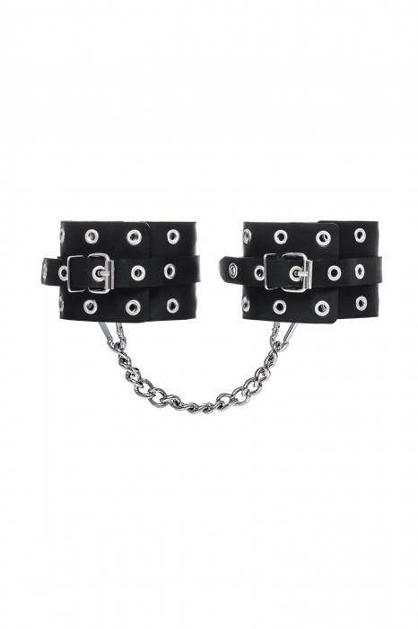 Черные кожаные однослойные оковы с люверсами - Pecado - купить с доставкой в Стерлитамаке