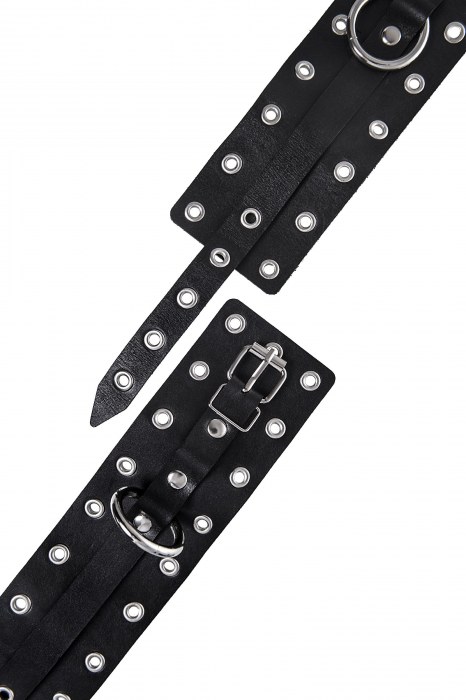 Черные кожаные однослойные оковы с люверсами - Pecado - купить с доставкой в Стерлитамаке
